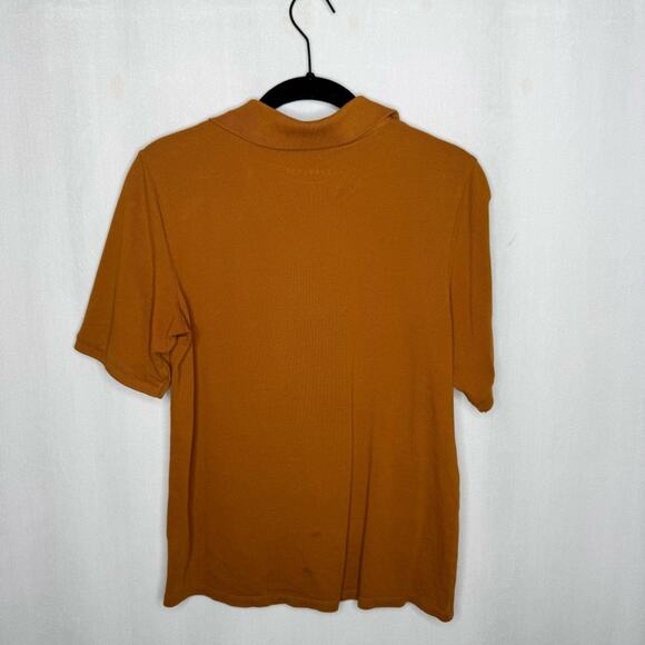 EVERLANE / burnt rust orange short sleeve organic cotton polo shirt / M - Picture 2 of 7